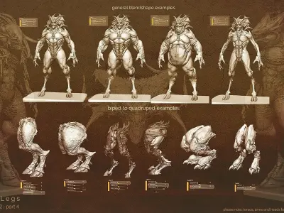 DEMON part four 40 Legs with Blendshapes 3D model