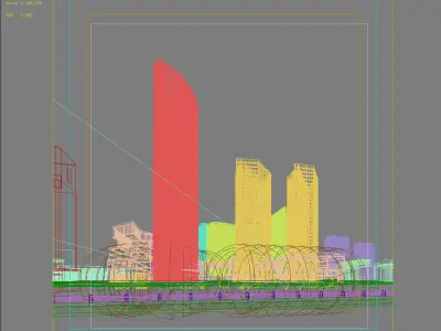 Architecture skyscraper in middle of city 3D model buy