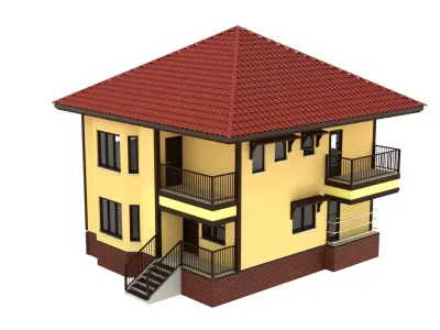 house two story Free low-poly 3D model