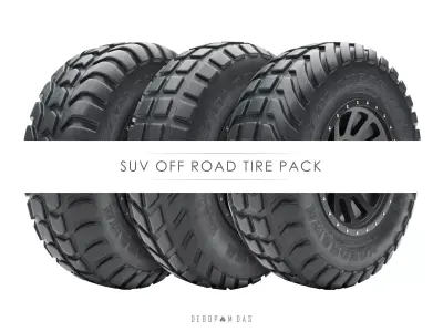 Off road tire pack of 6 assets  3D model