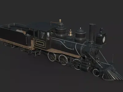 Old-fashioned steam-powered transport train 3D model