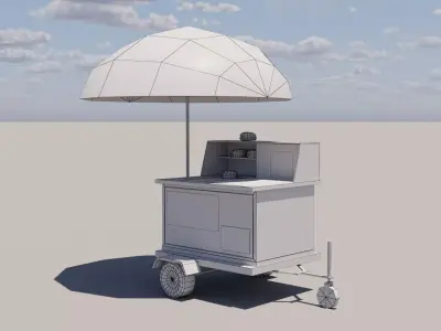 Hot dog Stand burger Low-poly 3D model
