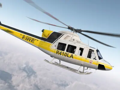 Bell 412 Fire Department Helicopter Rigged 3D model