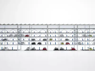 Modern multi-level parking lot 3D model