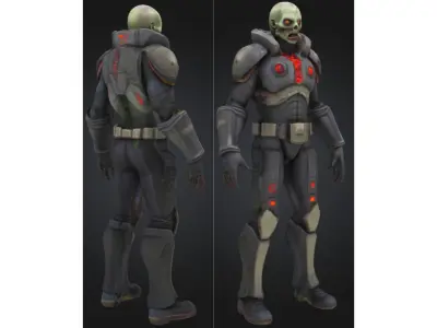 Stylized Zombie Soldier Future Low-poly 3D model