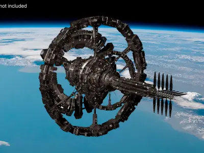  Sci-Fi Space Station Black 