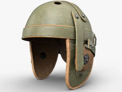 Vintage Tankers Helmet Game Ready Low-poly 3D model