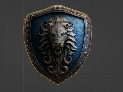 Lion Fantasy Shield - Low Poly Asset Low-poly 3D model 3D model