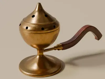 Antique Brass Arabic Mabkhara - Loban Bakhoor Burner PBR Asset 3D model