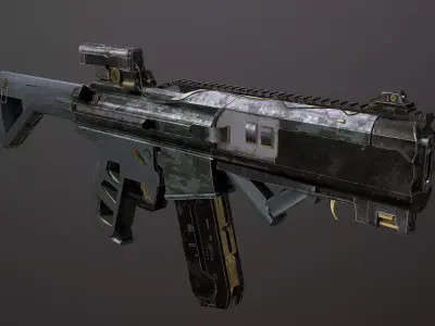 3D Futuristic Weapon Low and High Low-poly 3D model