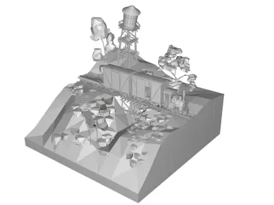  Locomotive cartoon Low-poly 3D model