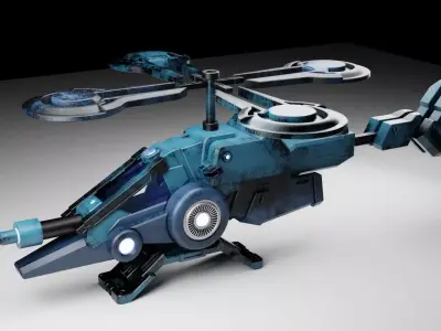 Sci-fi Fighter Helicopter 3D model