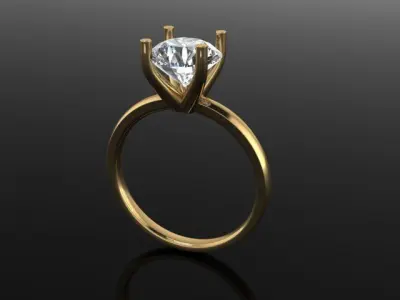 Dainty Solitaire 4 Prong Engagement Ring 8MM 3D print model