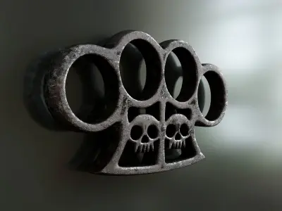 Grunge metal brass knuckles 3D model