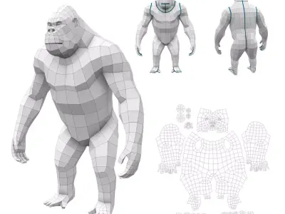 32 Animals Base Meshes Free low-poly 3D model