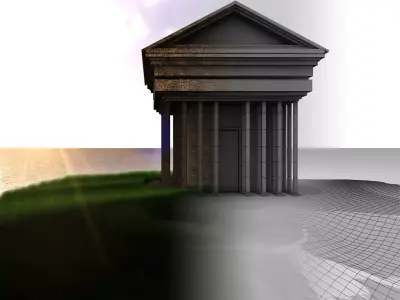 temple building in middle of grassy field Free 3D model