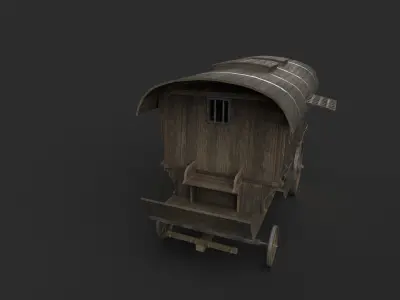Realistic Medieval Merchant Wagon Low-poly 3D model