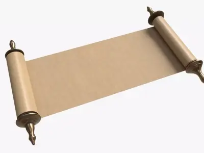 Ancient Scroll With Metal Rods blank 02 3D model