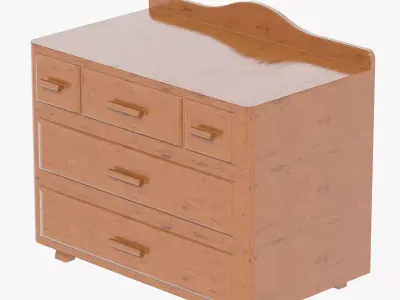 Antique Timber Drawer Cabinet Carpentered Craft Malaysia 3D model