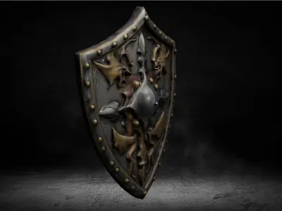Medieval Cursed Shield Low-poly 3D Model Low-poly 3D model