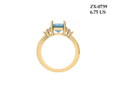 Emerald Solitaire Ring 3D print model 46