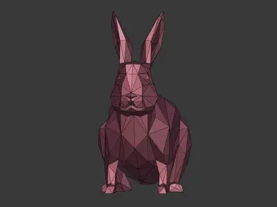 Low Poly Cartoon Rabbit Low-poly 3D model
