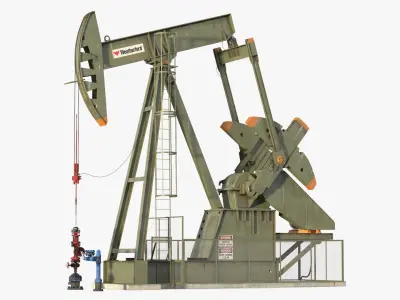 Oil Pumpjack Rigged for Cinema 4D 3D model