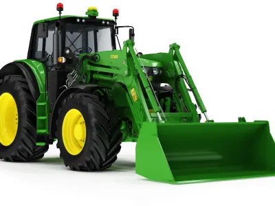 Tractor John Deere 6195M Utility with Loader 3D model