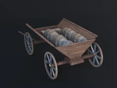 Cart MedevialProps Game Ready Low Poly 3D Model Low-poly 3D model