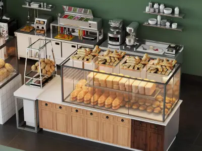 Bakery Equipment Commercial Display Pack PBR Game Ready Low-poly 3D model