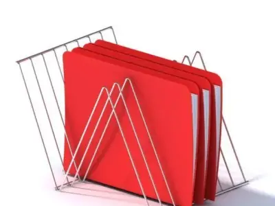 Steel File Holder With Three Files 3D model
