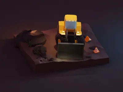 Cartoon construction loader 3D model