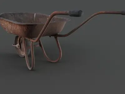 Old hand wheelbarrow Low-poly 3D model