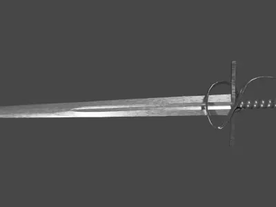 Excalibur sword with Flamberge handle Low-poly 3D model