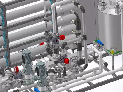 Skid-Mounted Two-Stage Low-Pressure Reverse Osmosis System  3D model