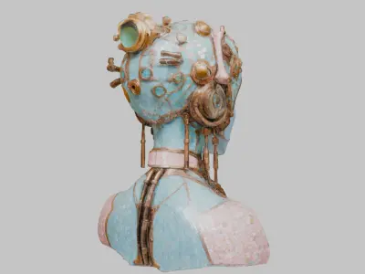 Bust Statue Low-poly 3D model