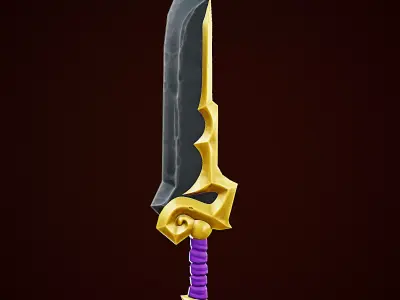 Stylize Sword With Gold Low-poly 3D model