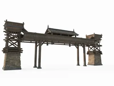 East Asian Ancient Architecture Gate 3D model