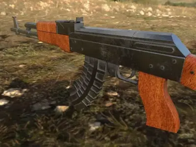 Ak-47 realistic textured moel Low-poly 3D model