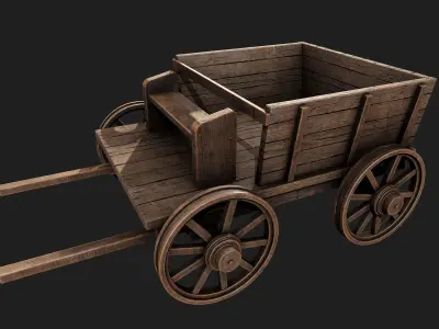 4 Old wooden carriage 3D Model Pack
