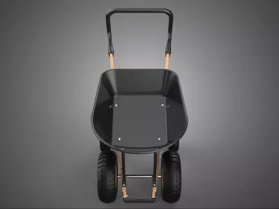FOUR 4 TIRE WHEEL BURROW WHEELBARROW PUSH TIP LIFTING WOOD FRAME 3D model