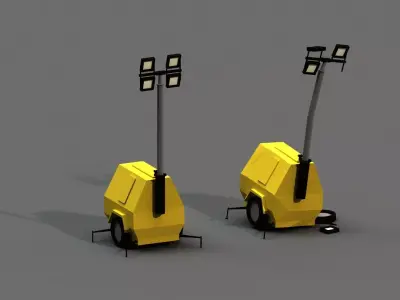 Post Apocalyptic Light Generator Low-poly 3D model