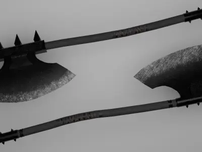 Twin axes Low-poly 3D model