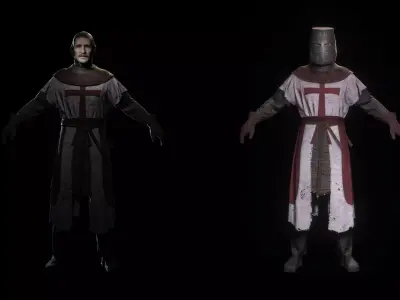 Crusader Knight  Low-poly 3D model