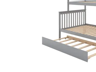 Full Bunk Bed with Trundle and Staircase 3D model