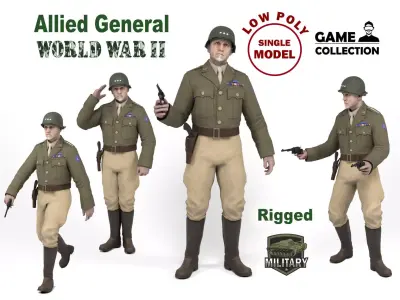 Allied General Low-poly 3D model