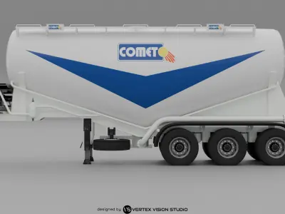Cement Tanker Semi-Trailer 3D model