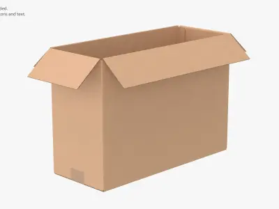 Cardboard Box 50x20x35 Open 3D model