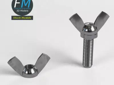 Wing nut and screw 3D model
