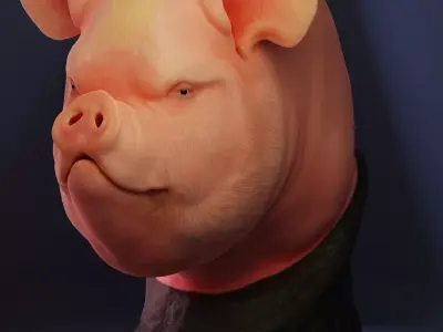 Pig bust sculpture 3D model
